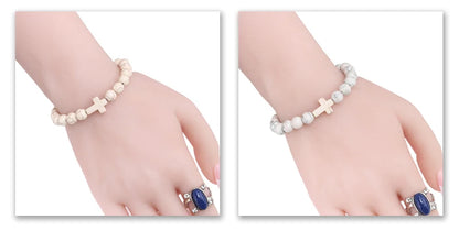 Fashion Jesus Cross Natural Stone Bracelets for Yoga - Smarsty