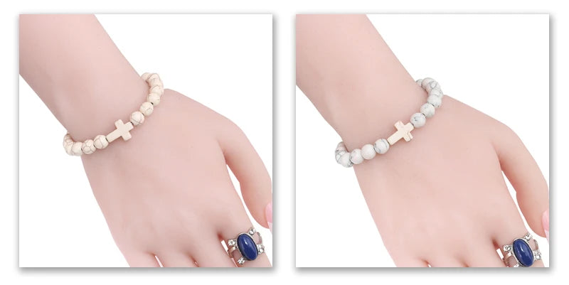 Fashion Jesus Cross Natural Stone Bracelets for Yoga - Smarsty