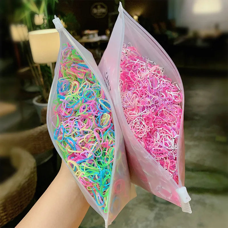 1000 Pack Girls Colorful Small Elastic Hair Bands Disposable - Smarsty