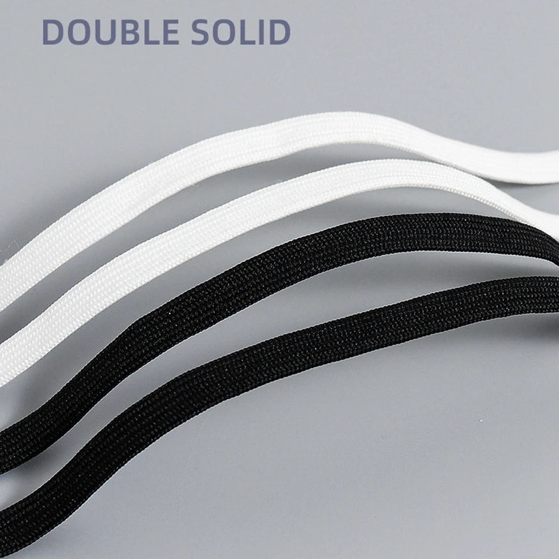 1Pair Classic shoelaces Flat black White Shoe Lace Double Fabric Non-slip Polyester Laces Casual Sport Shoestrings 100/120/140CM - Smarsty