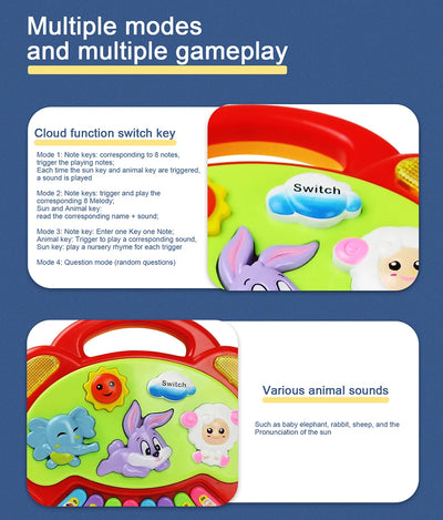 Kids Cartoon Piano Keyboard Game with Animal Sounds Flashing Light Music Baby Instrument Music Toys Educational Toys Kids Gifts by Smarsty