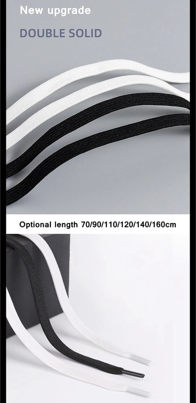 1 Pair Black White Shoe Laces Flat Double Woven Anti-slip Polyester Shoelaces Sports Casual White Shoes Classic Shoelace - Smarsty