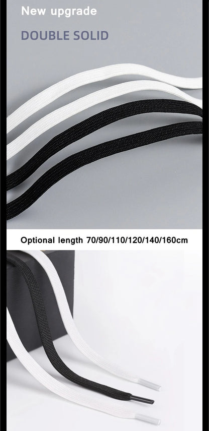 1 Pair Black White Shoe Laces Flat Double Woven Anti-slip Polyester Shoelaces Sports Casual White Shoes Classic Shoelace - Smarsty