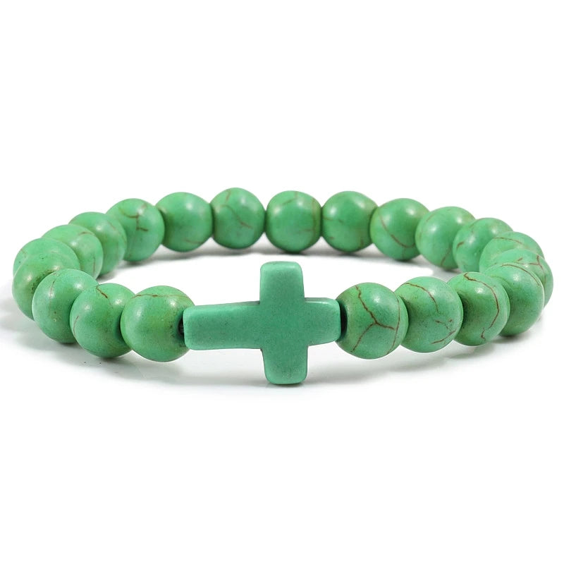 Fashion Jesus Cross Natural Stone Bracelets for Yoga - Smarsty