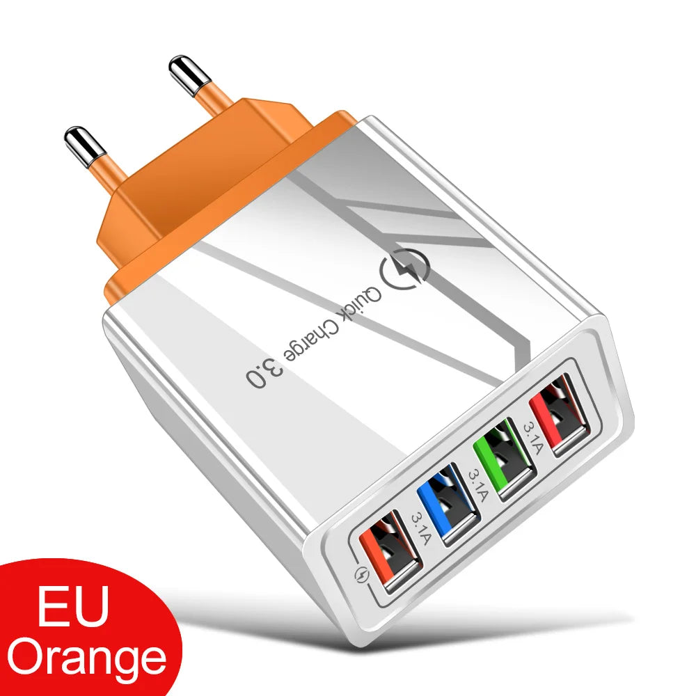 4 Port USB Quick Charge 3.0 Wall Charger EU Connector - Smarsty