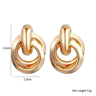 Gold Metal Drop Earrings with Irregular Heart Design for Women - Smarsty