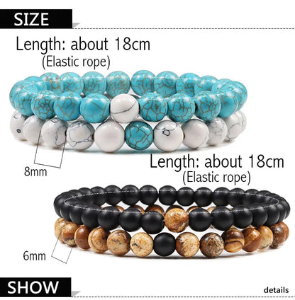 Couples Distance Lava Stone Yoga Bracelets Set - Smarsty