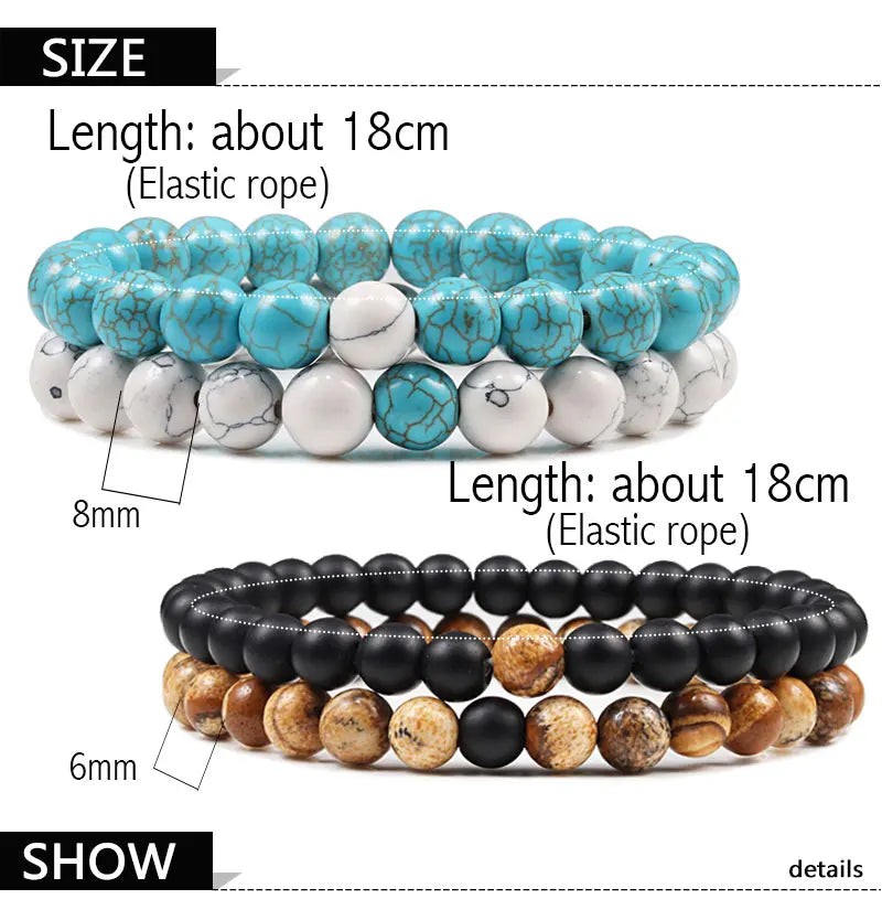 Couples Distance Lava Stone Yoga Bracelets Set - Smarsty