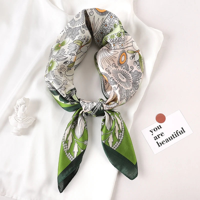 Luxury Silk Square Scarf Soft Satin Neck Hair Tie - Smarsty
