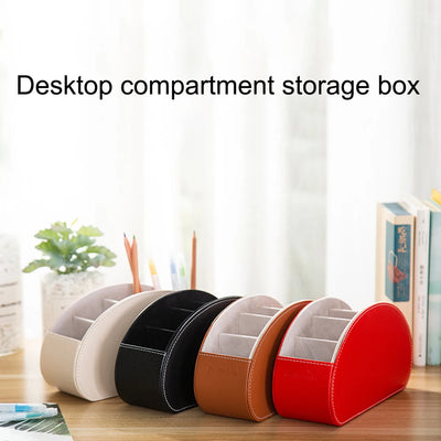 5 Grid Pu Leather Organizer Remote Control Phone And Tv Holder Desk Storage Box Cosmetics Brush by Smarsty
