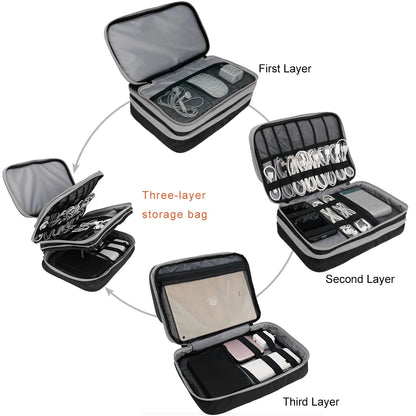 Multi Layer Electronic Accessories Organizer for Travel - Smarsty