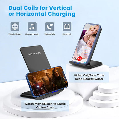 30W Qi Wireless Charger Stand Fast Charging Dock For Phones - Smarsty