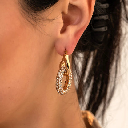 Gold Plated CZ Huggie Hoop Earrings Geometric U Shape - Smarsty