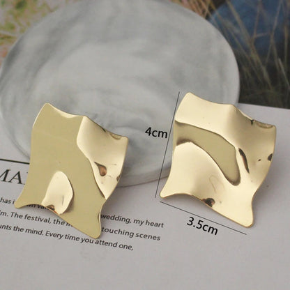 Gold Metal Drop Earrings with Irregular Heart Design for Women - Smarsty