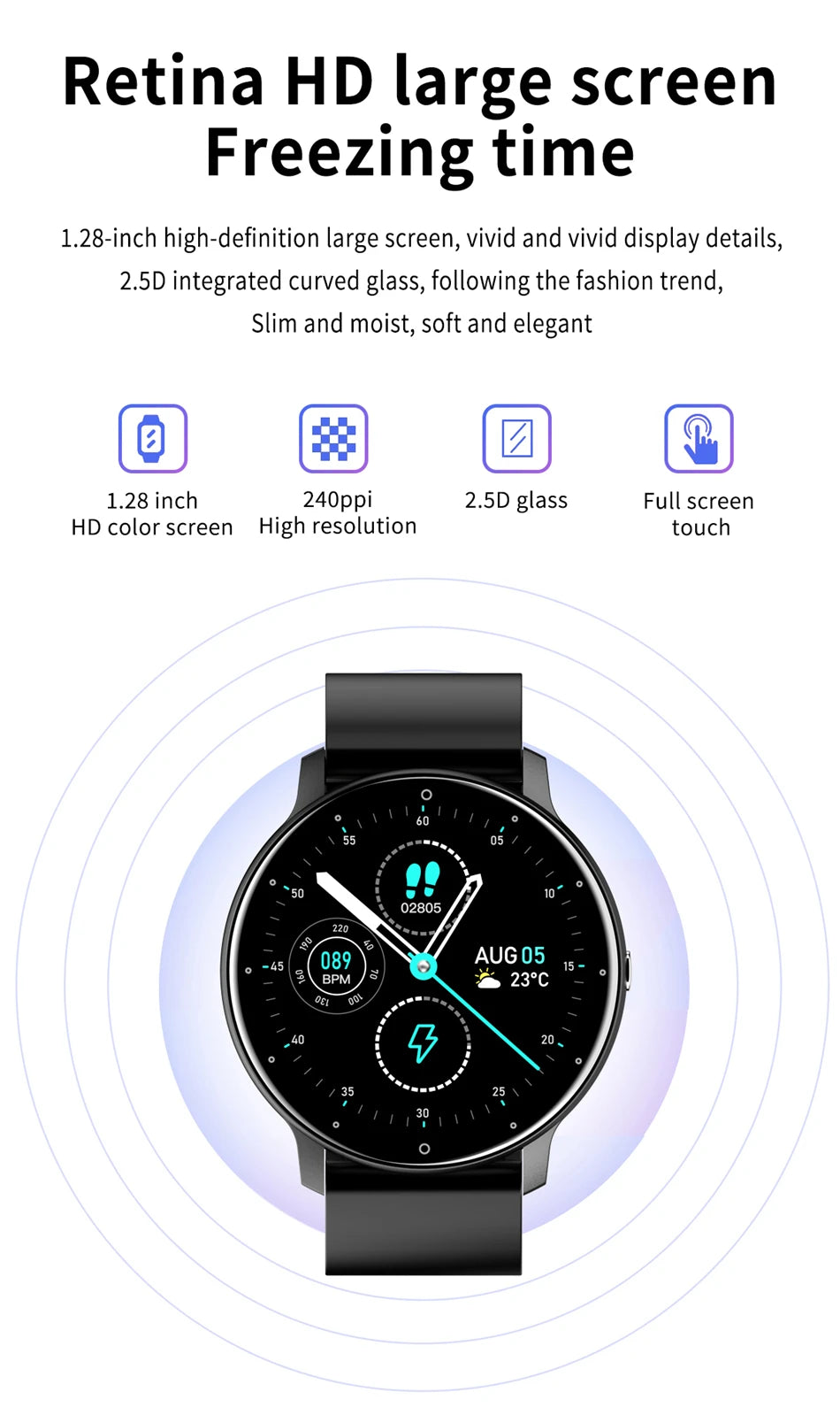 LIGE Smart Watch for Ladies with Full Touch Screen - Smarsty