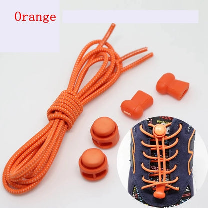 1 Pair 22 Colors Elastic Shoelaces Round Locking No Tie Shoe Laces Kids Adult Quick Lazy Laces Rubber Sneakers Shoelace T1 - Smarsty