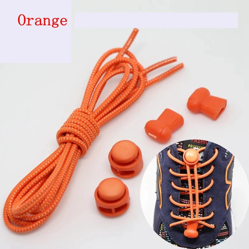 1 Pair 22 Colors Elastic Shoelaces Round Locking No Tie Shoe Laces Kids Adult Quick Lazy Laces Rubber Sneakers Shoelace T1 - Smarsty