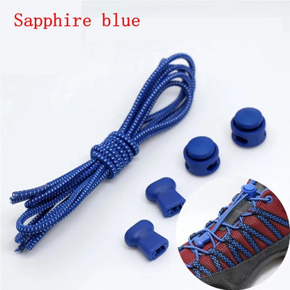 1 Pair 22 Colors Elastic Shoelaces Round Locking No Tie Shoe Laces Kids Adult Quick Lazy Laces Rubber Sneakers Shoelace T1 - Smarsty