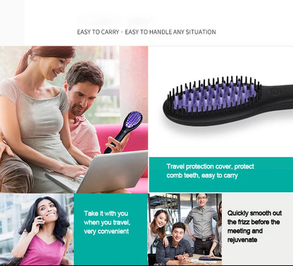 Ceramic Hair Straightener Brush for Fast Smoothing - Smarsty