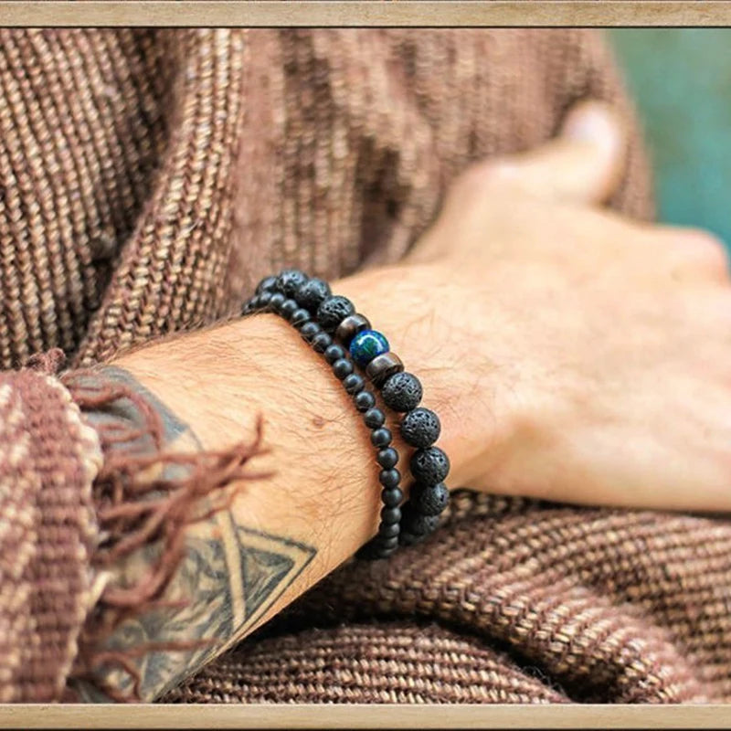 Volcanic Stone Bracelet for Men with Mood Tracking Feature - Smarsty