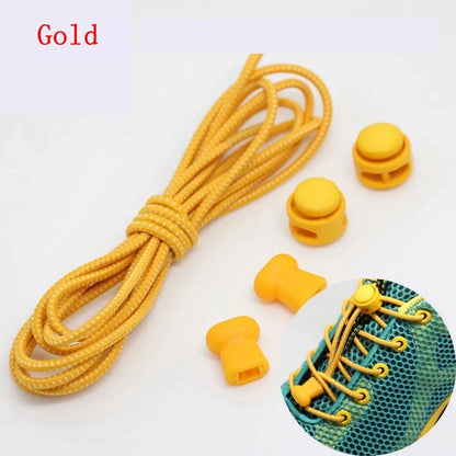 1 Pair 22 Colors Elastic Shoelaces Round Locking No Tie Shoe Laces Kids Adult Quick Lazy Laces Rubber Sneakers Shoelace T1 - Smarsty