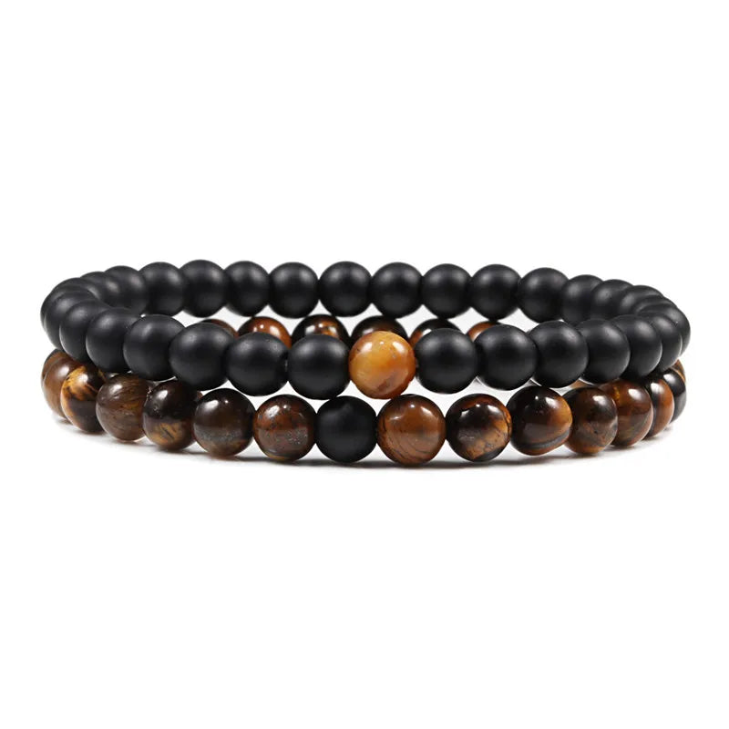 Couples Distance Lava Stone Yoga Bracelets Set - Smarsty