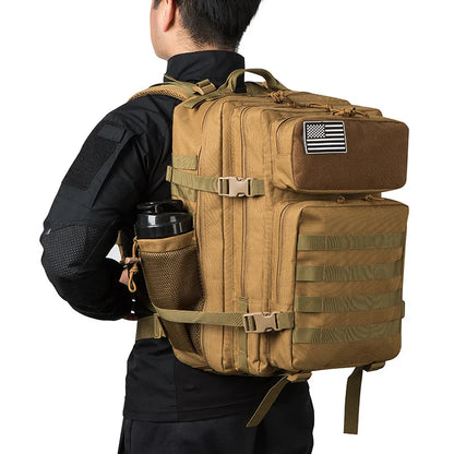 45L Tactical Backpack survival Bag Hunting MOLLE Backpack GYM For Men EDC Outdoor Hiking Rucksack Witch Bottle Holder - Smarsty