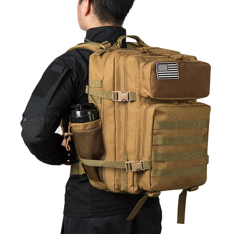 45L Tactical Backpack survival Bag Hunting MOLLE Backpack GYM For Men EDC Outdoor Hiking Rucksack Witch Bottle Holder - Smarsty