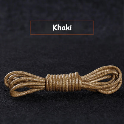 1Pair Cotton Waxed Shoelaces Round Oxford Shoe laces Boots Laces Waterproof Leather Shoelace Length 60/80/100/120/140/180cm - Smarsty