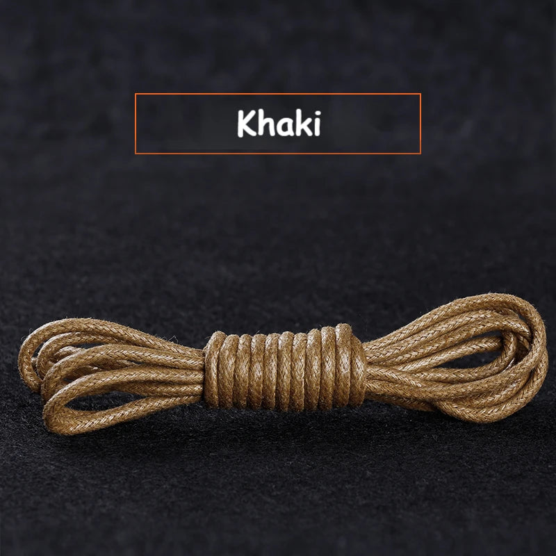 1Pair Cotton Waxed Shoelaces Round Oxford Shoe laces Boots Laces Waterproof Leather Shoelace Length 60/80/100/120/140/180cm - Smarsty