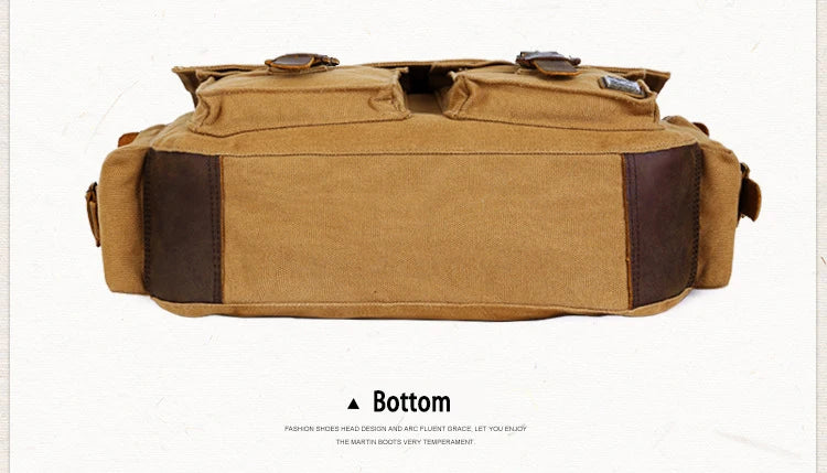 Vintage Leather Canvas Messenger Bag Unisex Crossbody - Smarsty