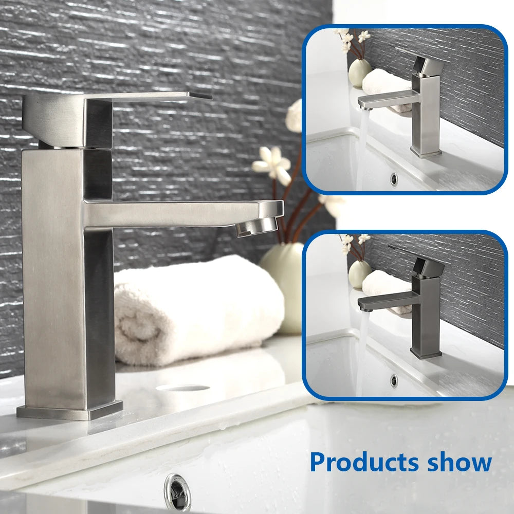 Black Square Bathroom Faucet Hot and Cold Mixer - Smarsty