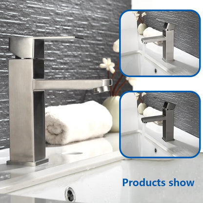 Black Square Bathroom Faucet Hot and Cold Mixer - Smarsty