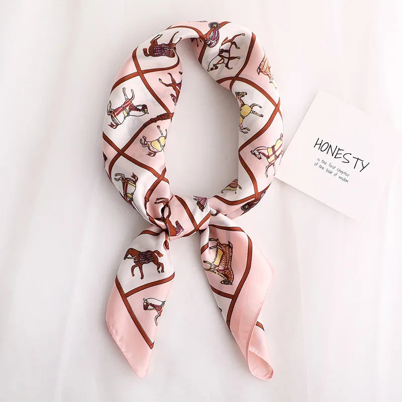 Luxury Silk Satin Headscarf for Women with Plaid Print - Smarsty