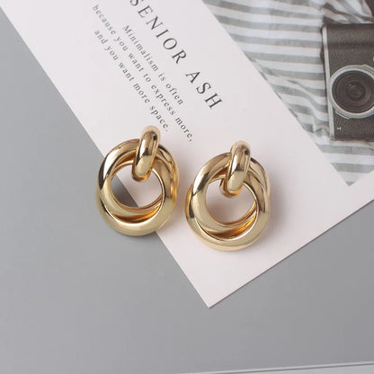 Gold Metal Drop Earrings with Irregular Heart Design for Women - Smarsty