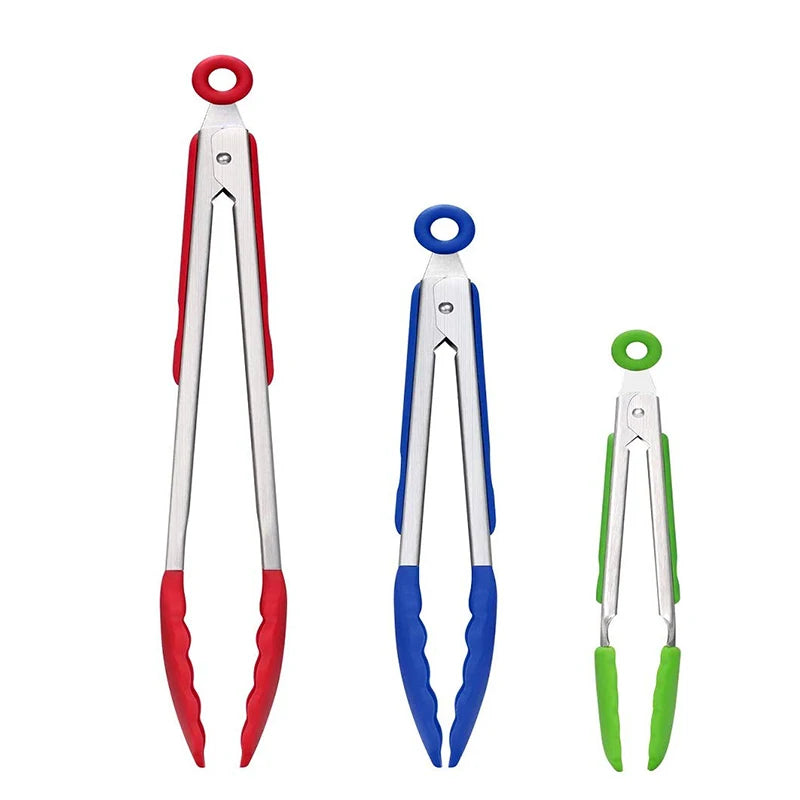 Silicone Kitchen Tongs Stainless Steel Non-Slip Design - Smarsty