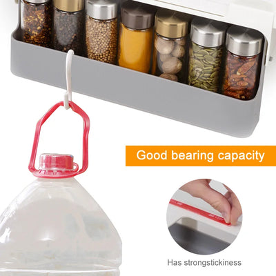 Kitchen Spice Rack Self-adhesive Spice Organizer Rack Seasoning Bottle Spice Organizer Wall-mounted Under-Shelf Kitchen Storage by Smarsty