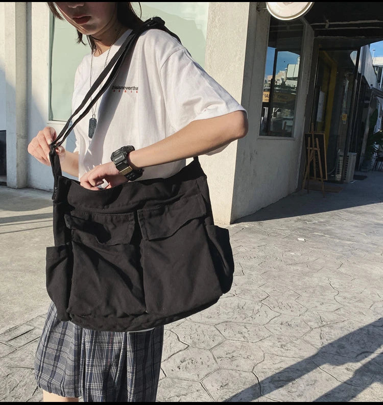 Women Vintage Canvas Tote Bag Crossbody Shoulder Purse - Smarsty