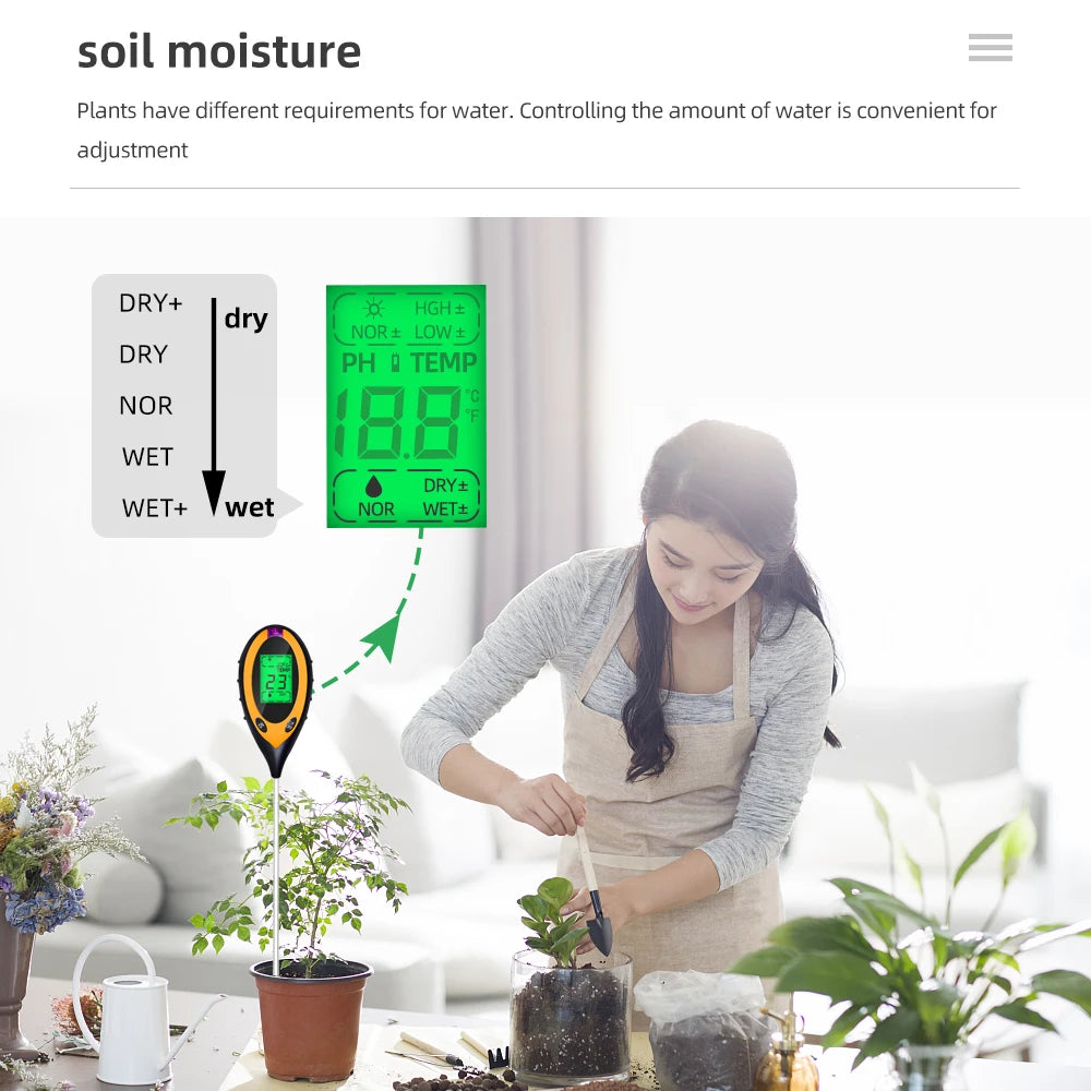 5 in 1 Soil Tester with Digital Readings for Garden Care - Smarsty