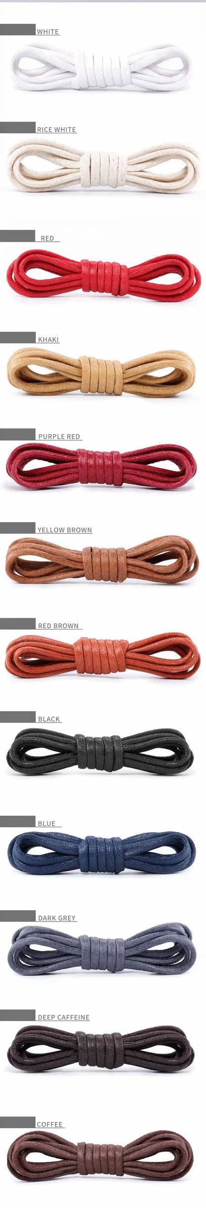 1Pair Cotton Waxed Shoelaces Round Oxford Shoe laces Boots Laces Waterproof Leather Shoelace Length 60/80/100/120/140/180cm - Smarsty