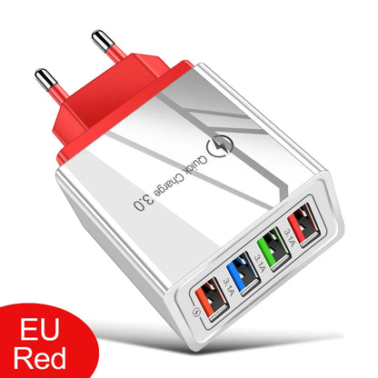 4 Port USB Quick Charge 3.0 Wall Charger EU Connector - Smarsty