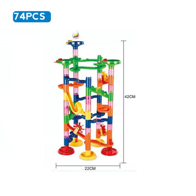 Marble Run Race Track Building Blocks Kids 3D Maze Ball Roll Toy DIY Marble Run Race Coaster Set 80/105/109/133pc Christmas Gift - Smarsty