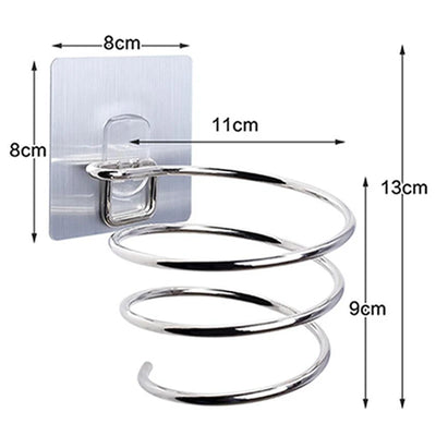 Wall Mounted Hair Dryer Holder Stainless Steel Organizer - Smarsty