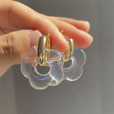 Multicolor Transparent Flower Drop Earrings for Women Fashion - Smarsty