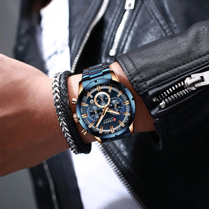 Curren Men's Waterproof Business Watch with Blue Dial - Smarsty
