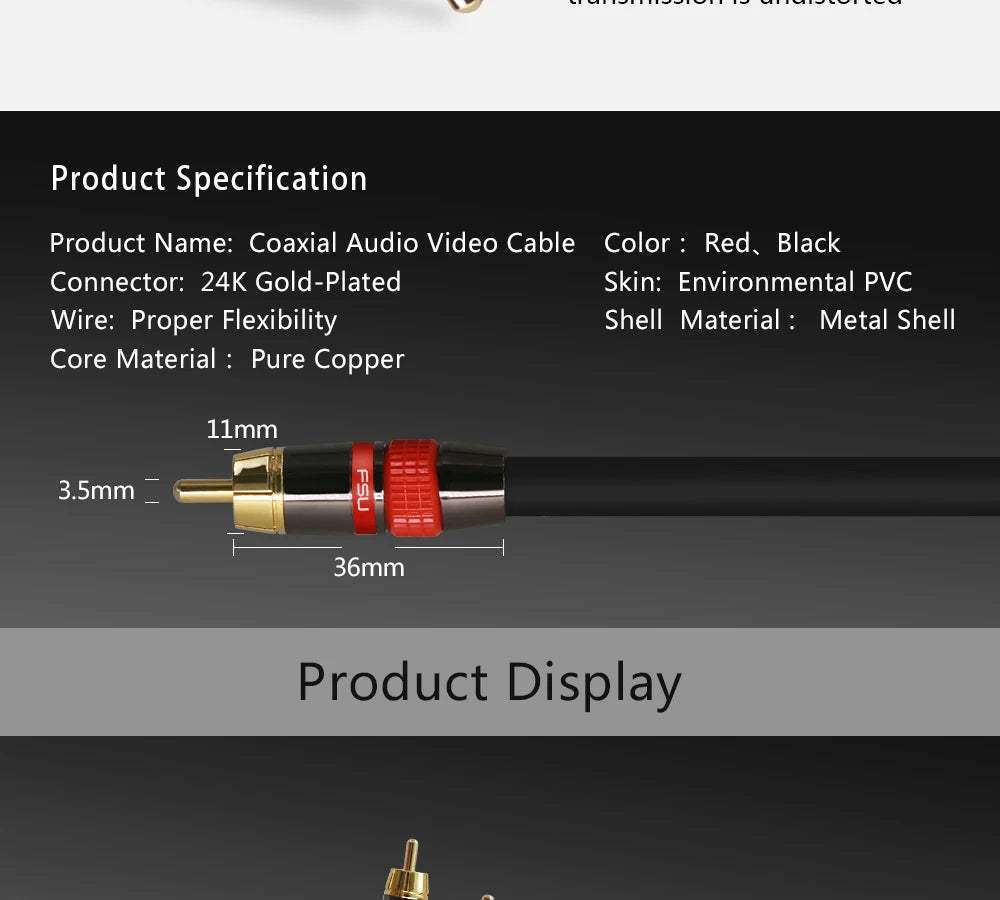 Coaxial Digital Audio RCA Cable for Superior Sound Quality - Smarsty