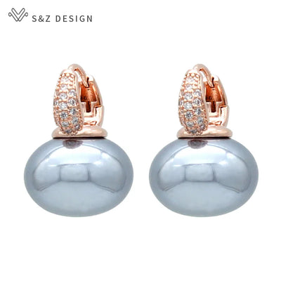 Fashion Pearl Dangle Earrings for Women with Cubic Zirconia - Smarsty