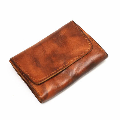 Genuine Leather Wallet for Men Women Brand Vintage Handmade Short Small Men's Wallets Card Holder Original Leather Coin Purse - Smarsty