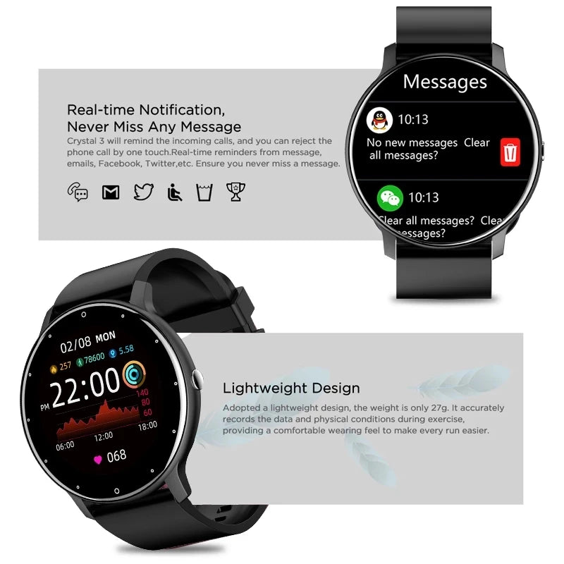 Smart Fitness Watch with Heart Rate Monitor and Waterproof Design - Smarsty