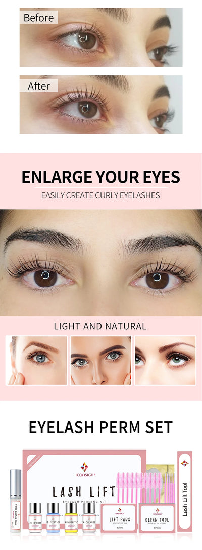 ICONSIGN Upgrade Version Lash Lift Kit Lifting Eyelashes Lasting 6-8 Weeks Lash Perm Eyelash Enhancer Makeup Tools - Smarsty